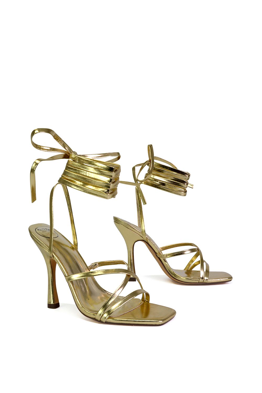 XY London 'Kyra' Lace Up High Heel Stilettos Sandals with Square Toe image 4