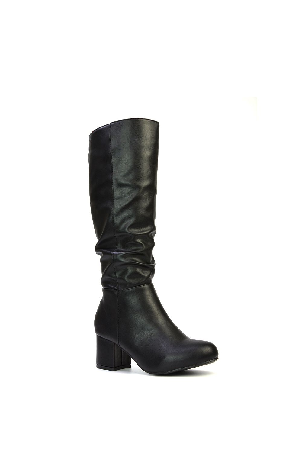 XY London 'Jackie' Ruched Mid Block High Heel Knee High Boots image 2