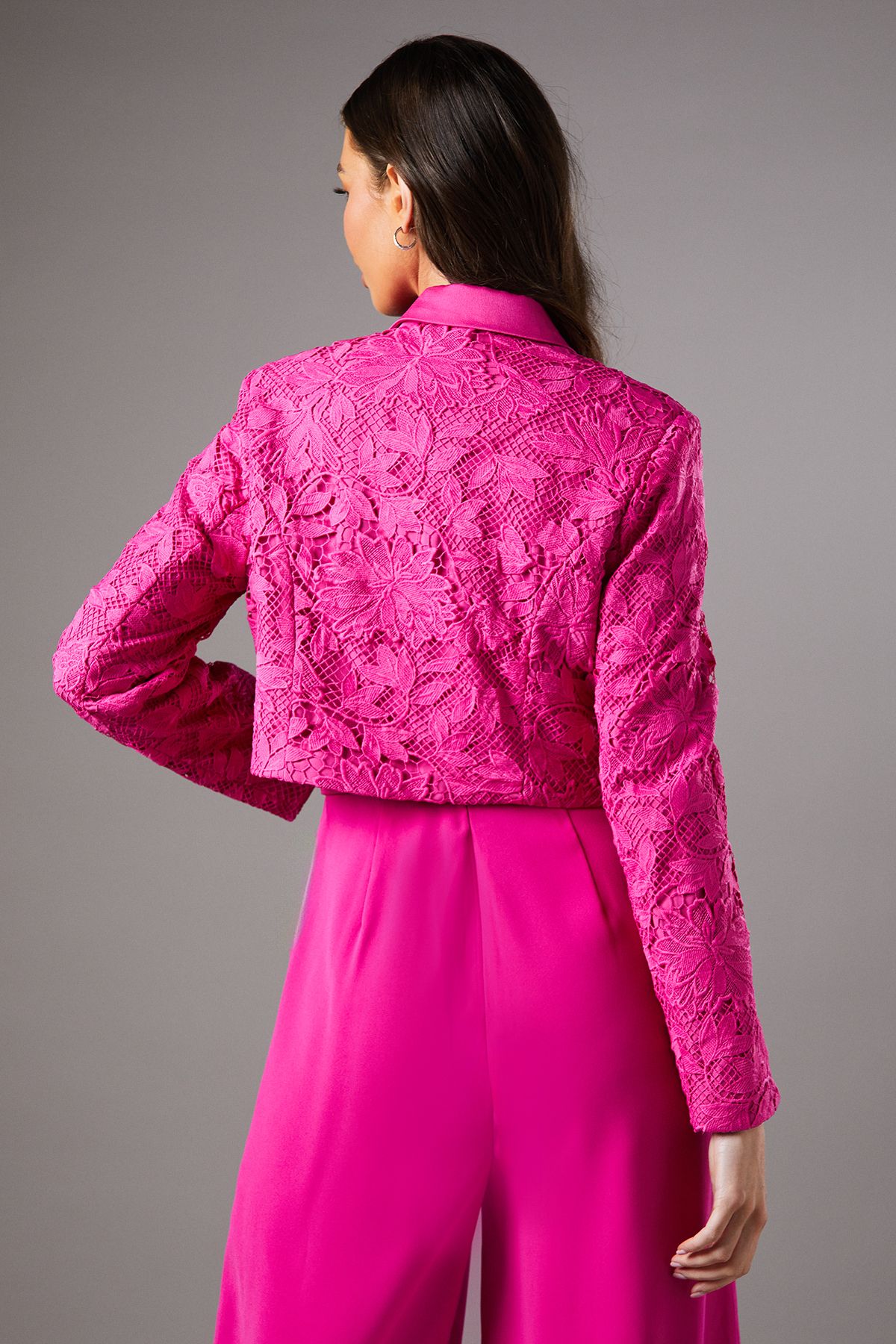 Coast Lace Crop Blazer With Satin Lapel Pink image 3