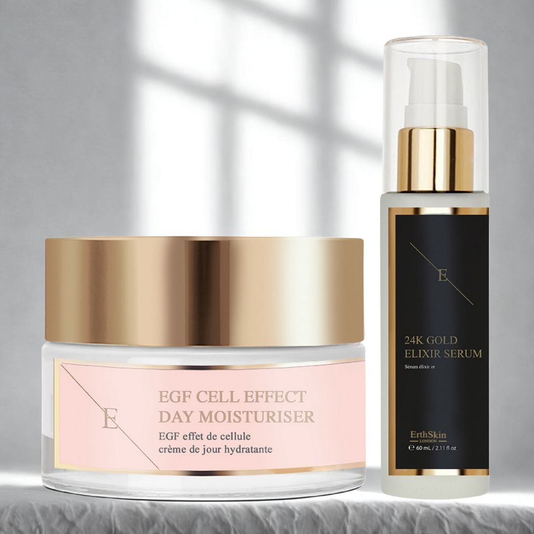 Erth Skin London Anti-Wrinkle Duo 24K Gold Serum 60ml + EGF Moisturizer 50ml image 3