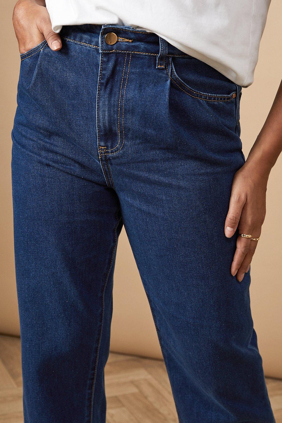 Oasis Denim Pleat Front Mom Jean Mid Blue image 4