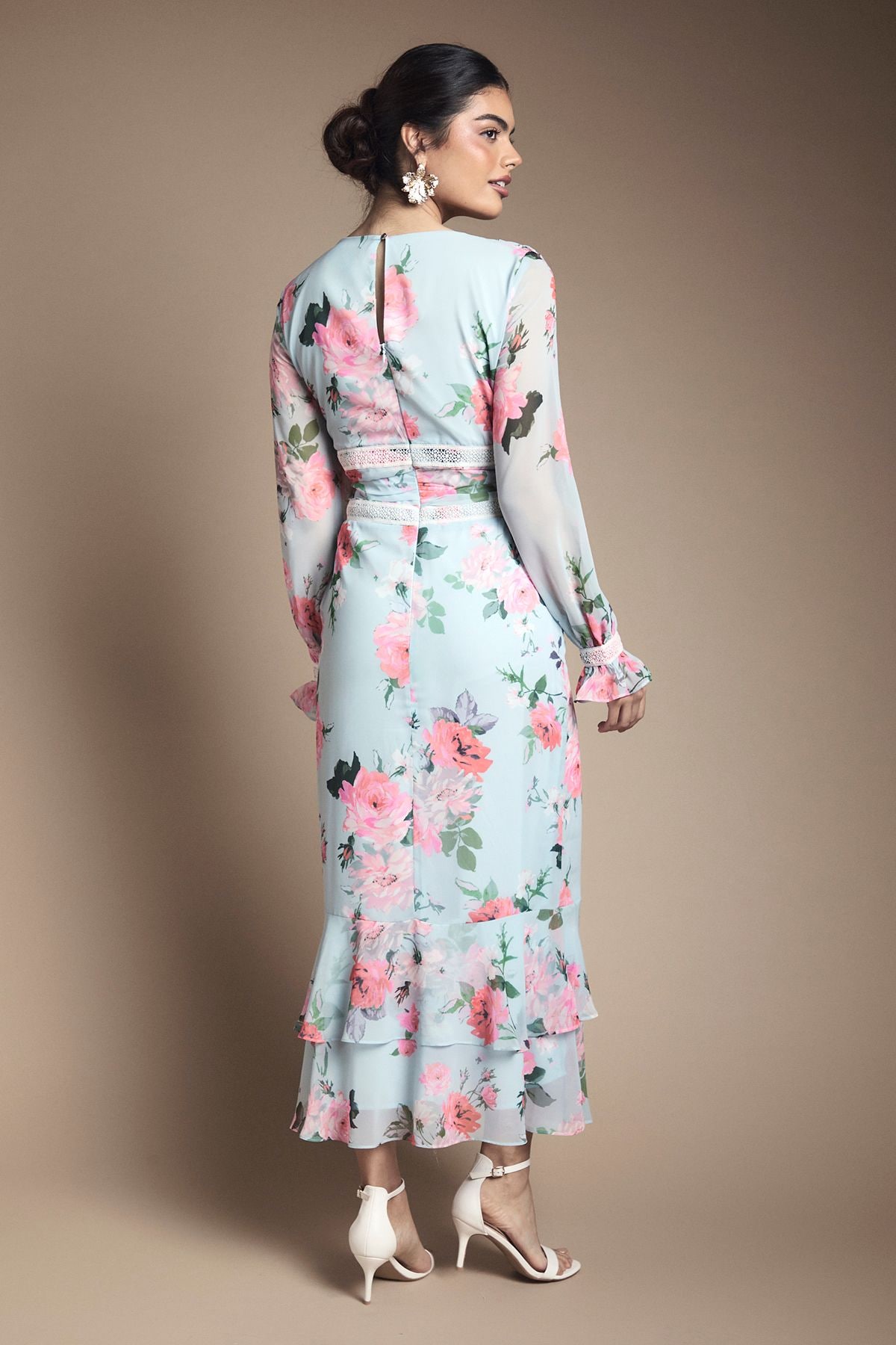 Oasis Tiered Bias Midi Dress Pale Blue image 3