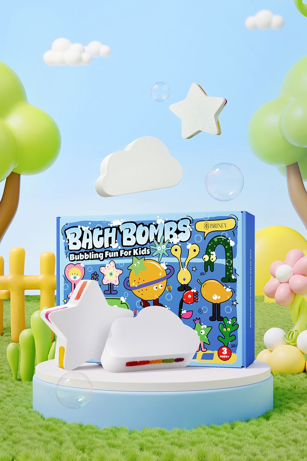 Living and Home 8Pcs Star Cloud Rainbow Bath Bomb Set image 1