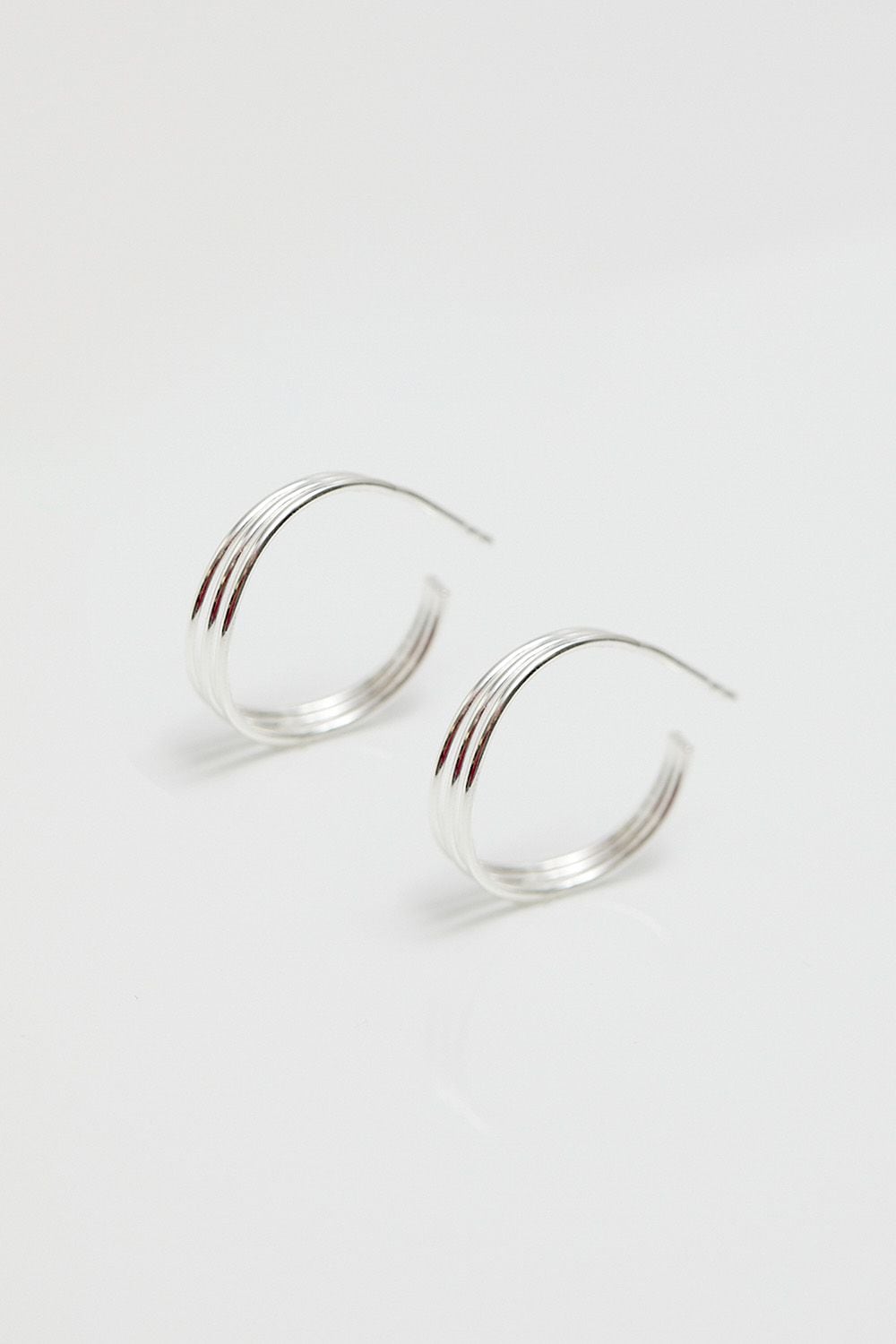 Simply Silver Sterling Silver 925 Fine Triple Row Hoop Earrings image 2