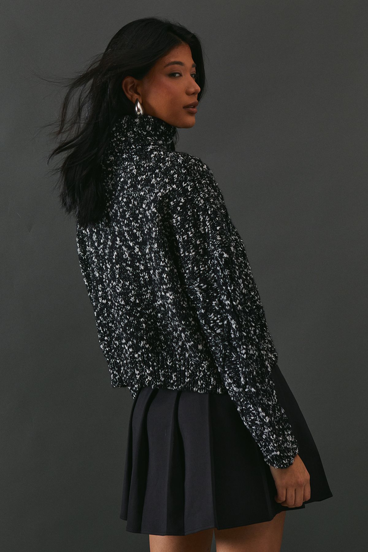 Warehouse Cable Knit Roll Neck Jumper Mono image 3