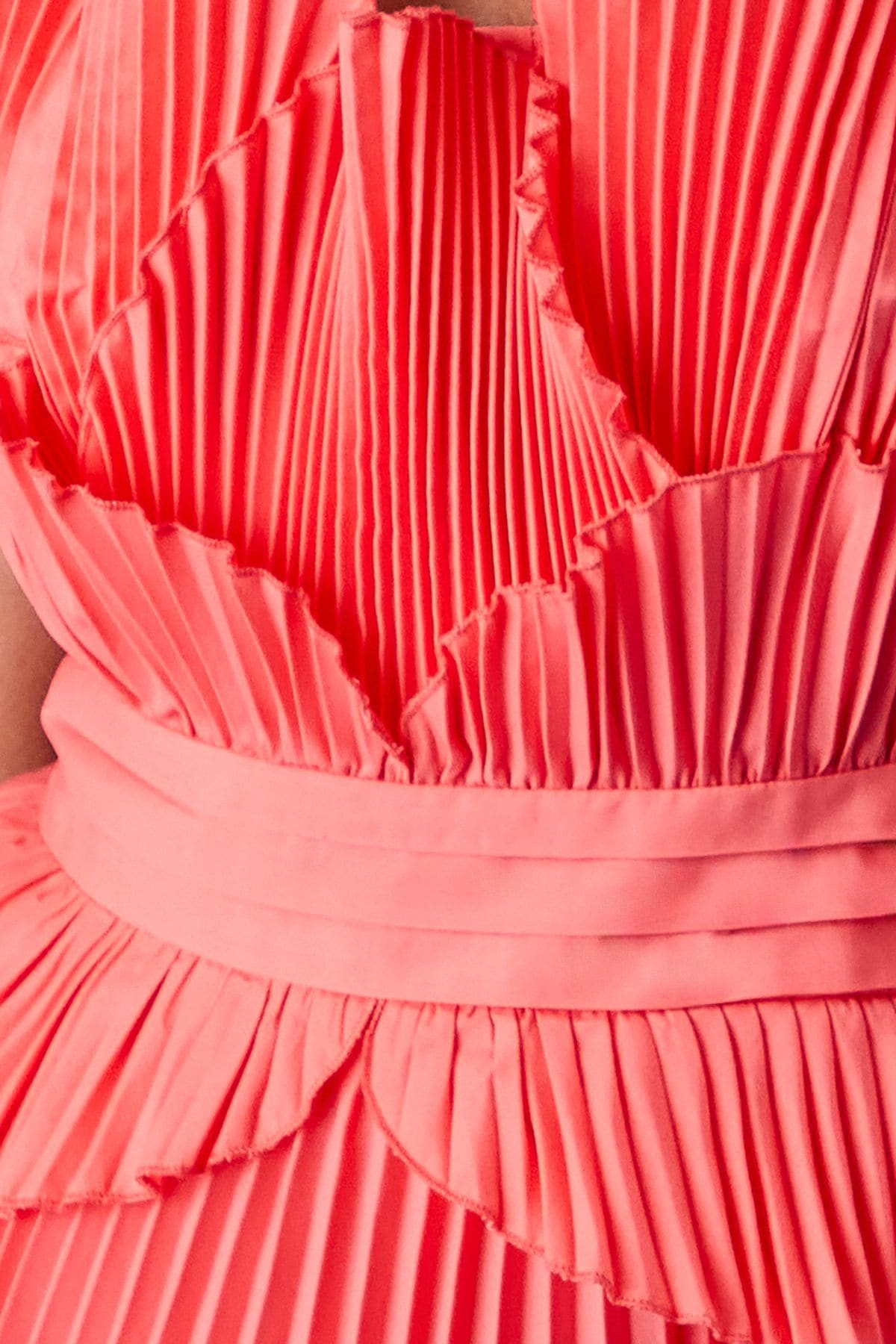 Coast Coast Muse Frill Front Volume Midi Dress Coral image 5