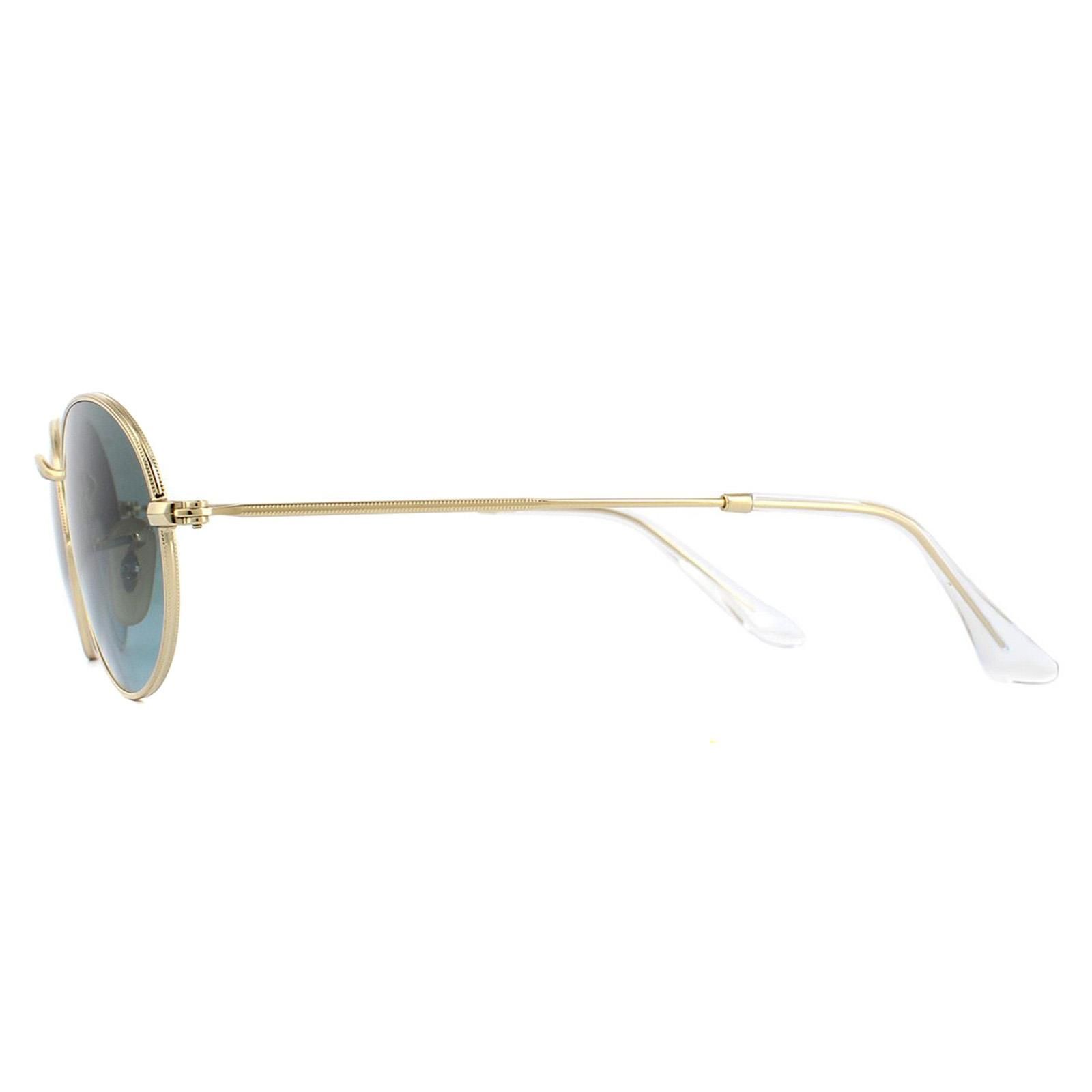 Ray-Ban Round Gold Blue Grey Gradient Sunglasses image 3