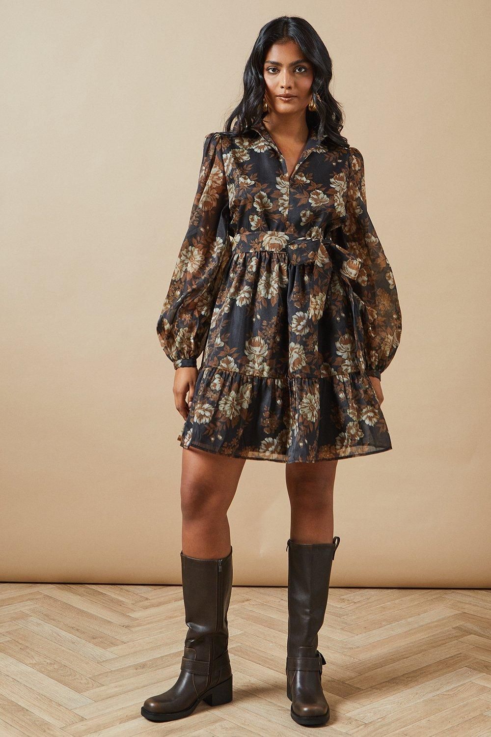 Oasis Organza Collared Mini Dress Black image 2