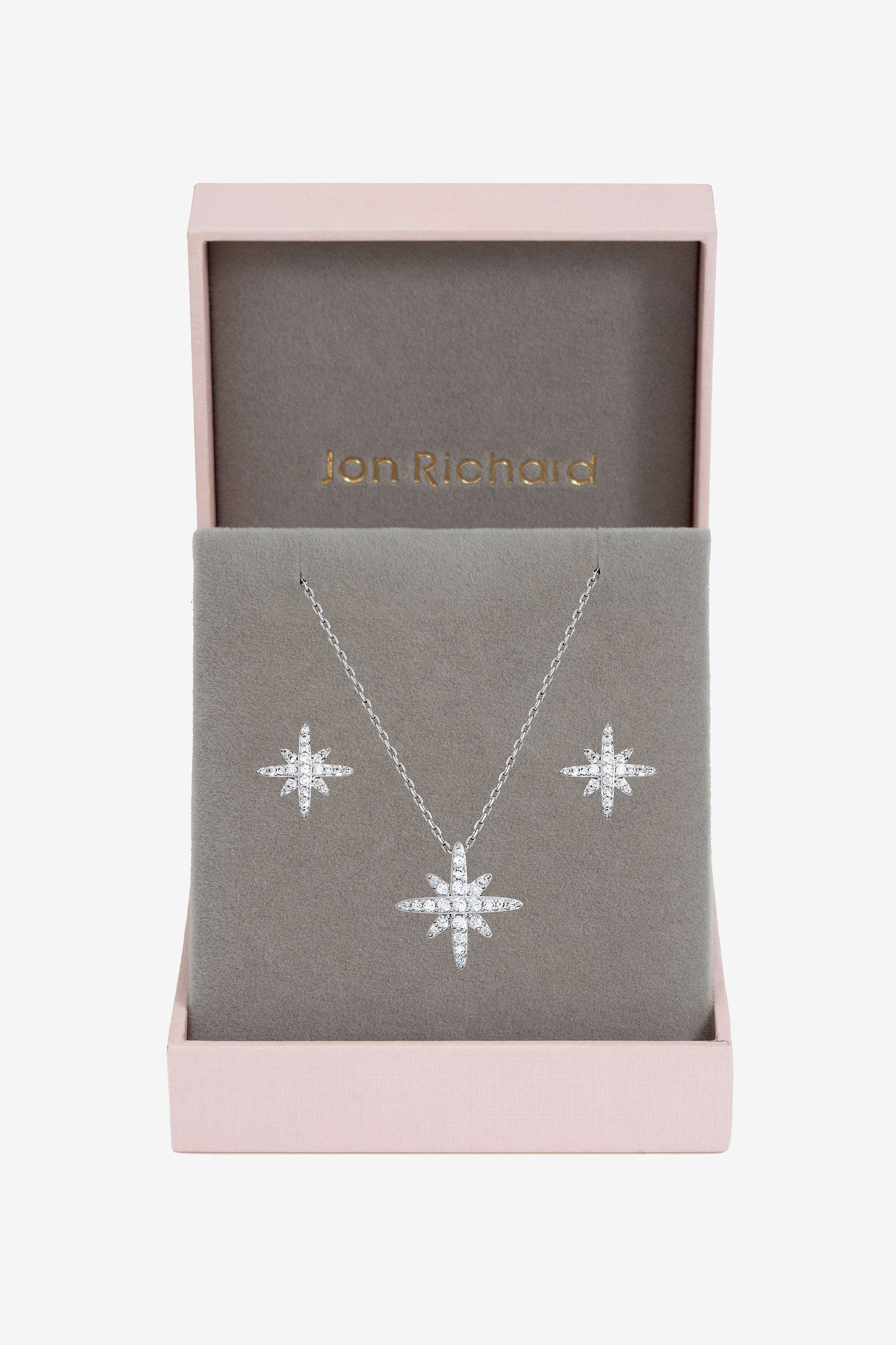 Jon Richard Rhodium Plated and Pave Star Set - Gift Box image 1