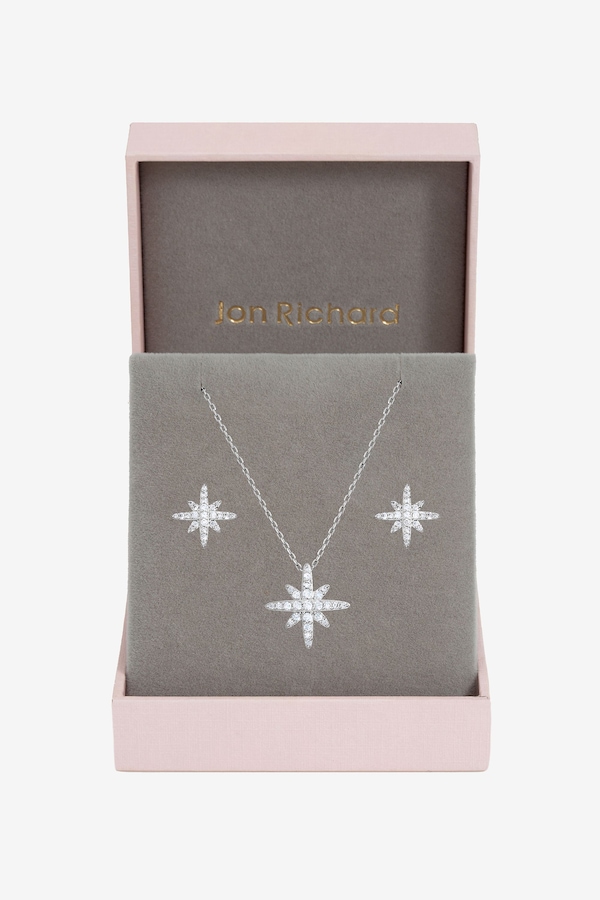 Jon Richard Rhodium Plated and Pave Star Set - Gift Box