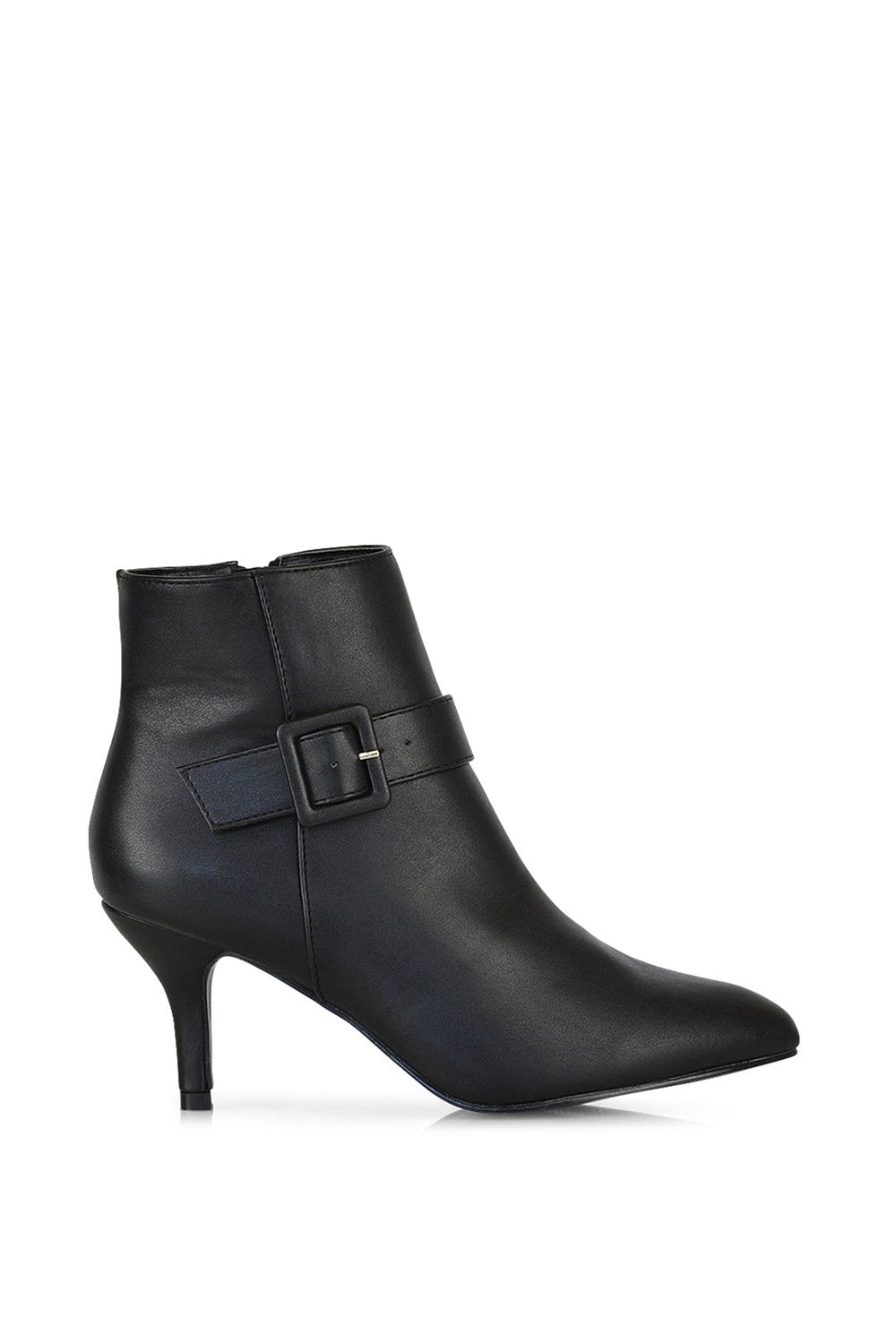 XY London 'Lara' Buckle Detail Pointed Toe Low Stiletto Heel Ankle Boots image 1