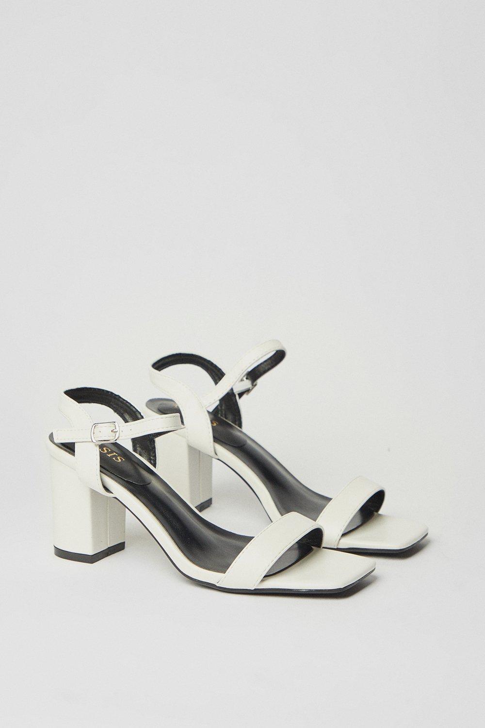 Oasis Mimosa High Block Heel Barely There Sandals White image 3
