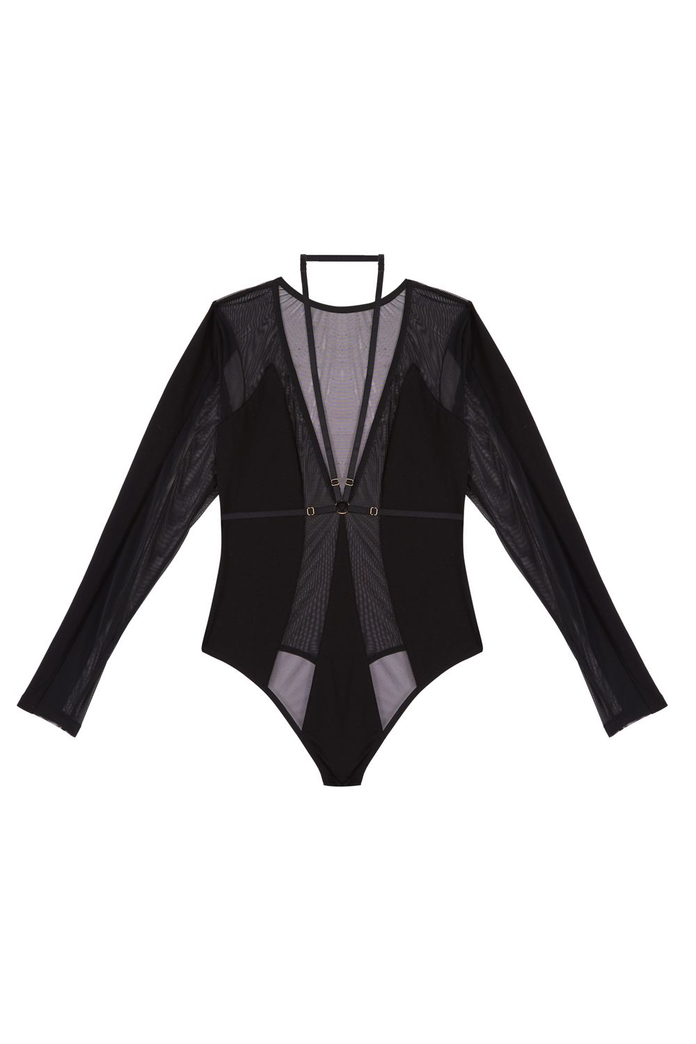 Wolf & Whistle Morgan Black Panelled Mesh and Micro Plunge Body image 5