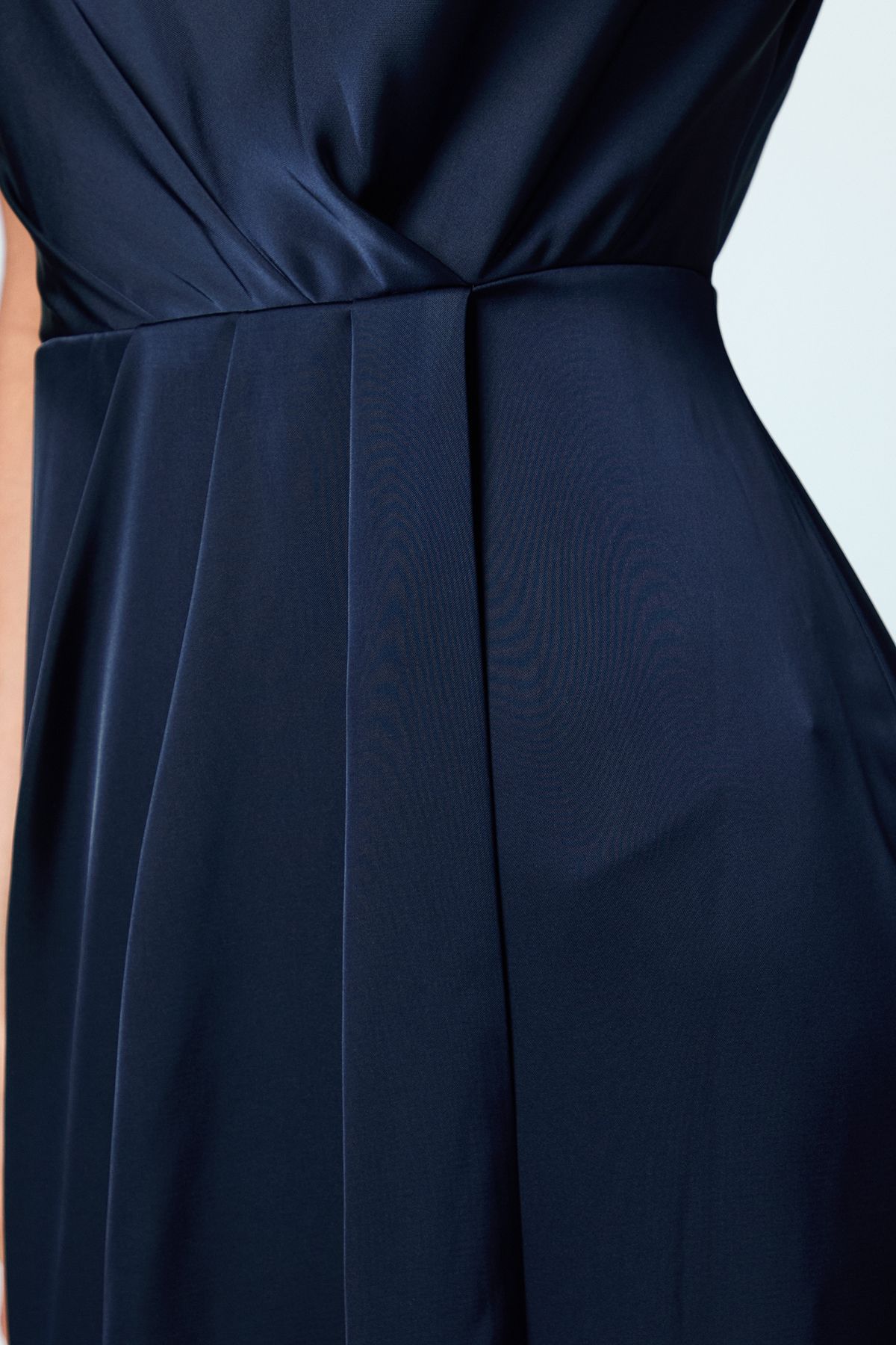 Coast Asymmetric Back Detail Satin Bridesmaid Dress Navy image 5