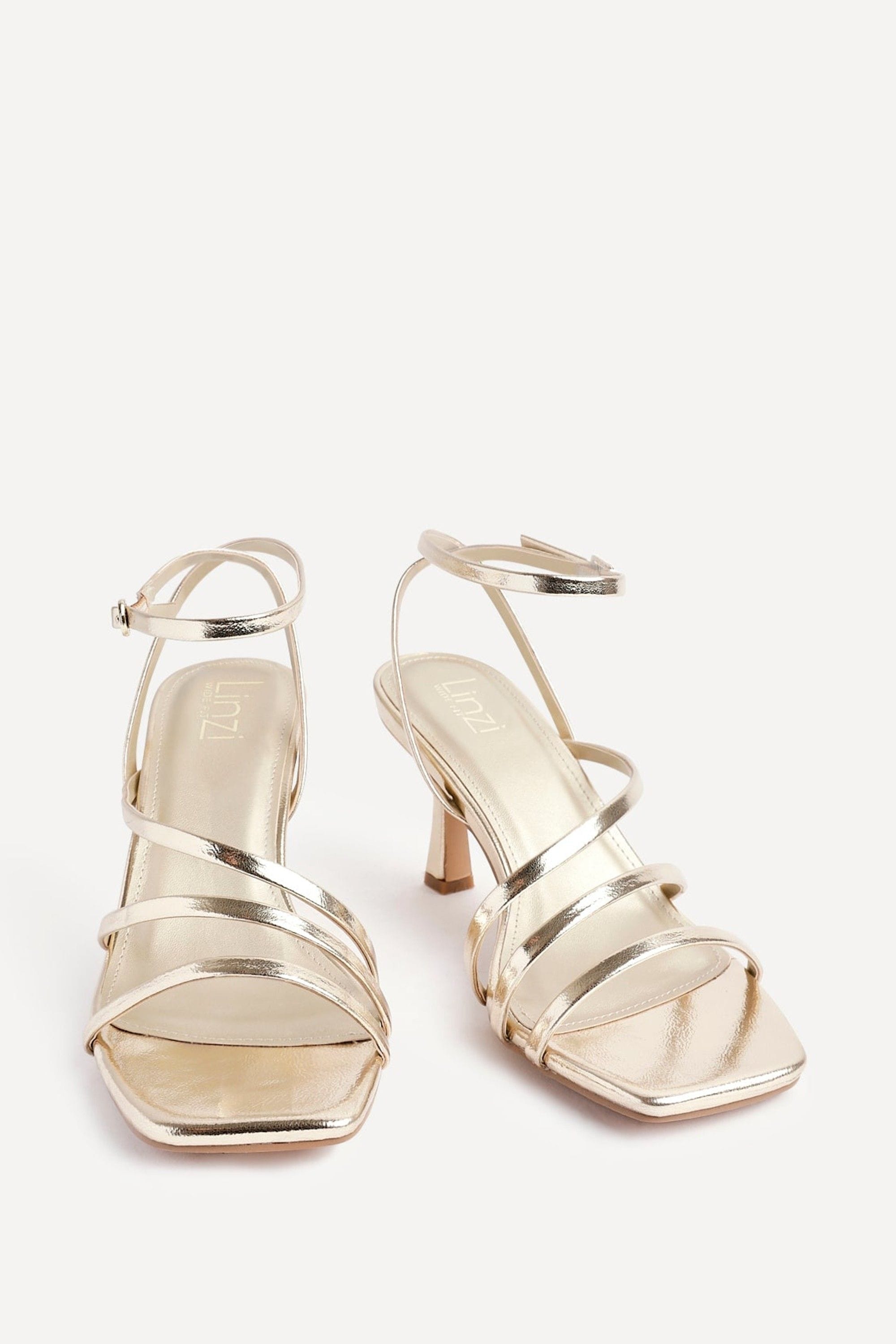 Linzi Reflect Gold Faux Leather Strappy Heels image 3