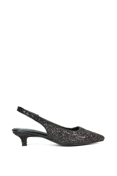 XY London 'Gerri' Pointed Toe Glitter Slingback Kitten Heel Court Shoes