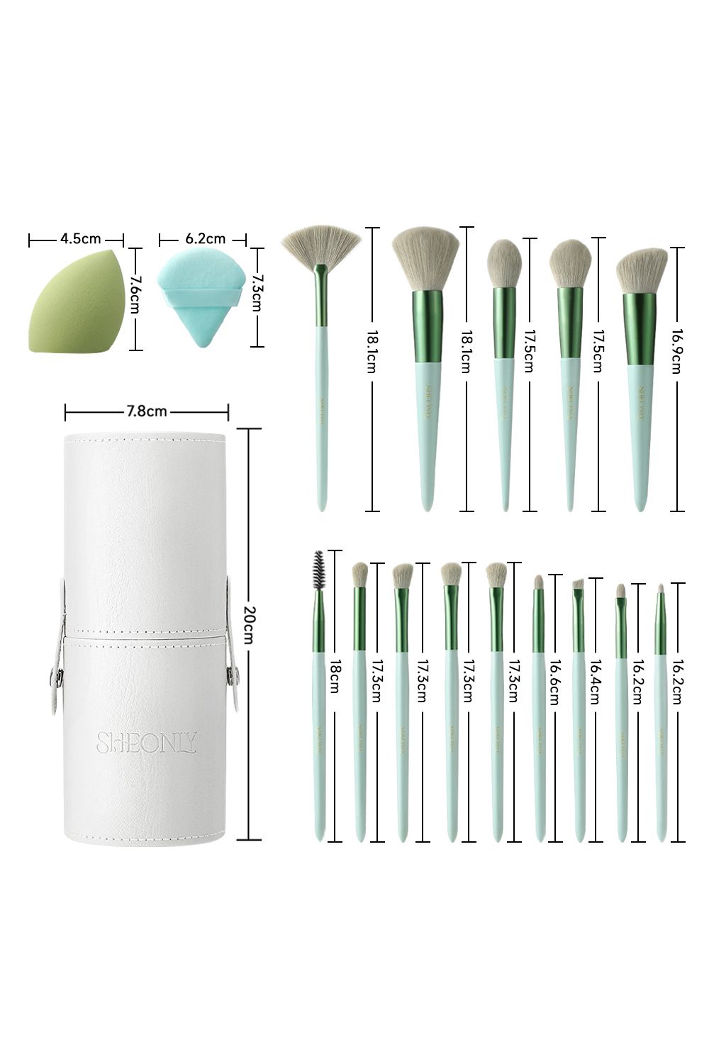 SHEONLY 14 Pcs Professional Makeup Brush Set with Waterproof Travel Makeup Bag image 3