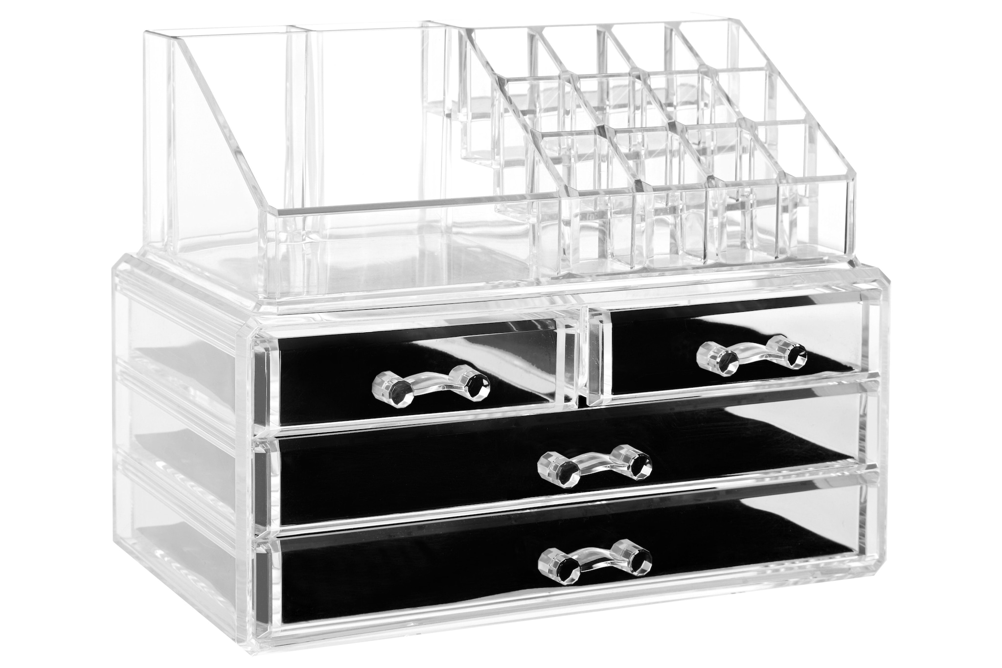 Orsina Functional 16 Compartment Cosmetics Organiser With Drawers, Acrylic Makeup Caddy, Luxe Makeup Storage Unit image 1