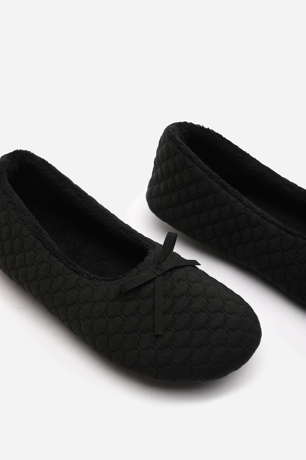 Where's That From 'Inez' Ballet Quilted Slippers with Faux Fur Lining and Bow Detail image 5