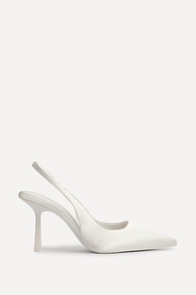Linzi Matched Ivory Satin Bridal Sling Back Court Heel