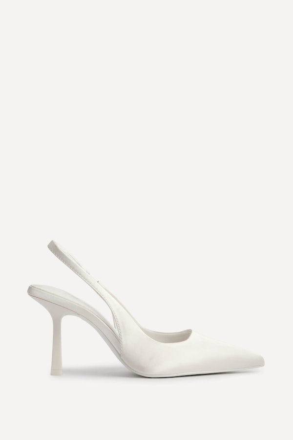 Linzi Matched Ivory Satin Bridal Sling Back Court Heel
