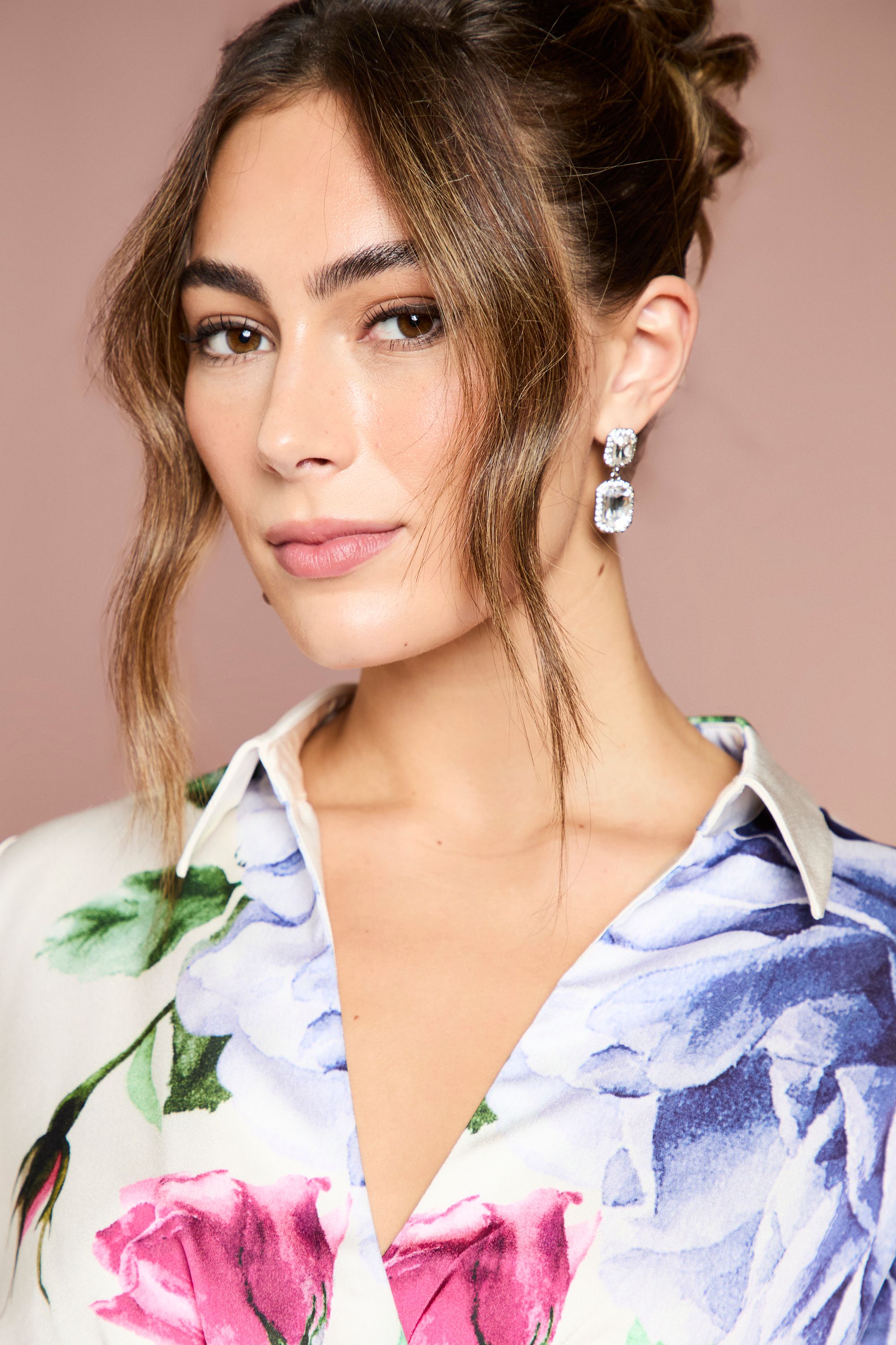 Coast Placement Print Wrap Front Gown Ivory image 2