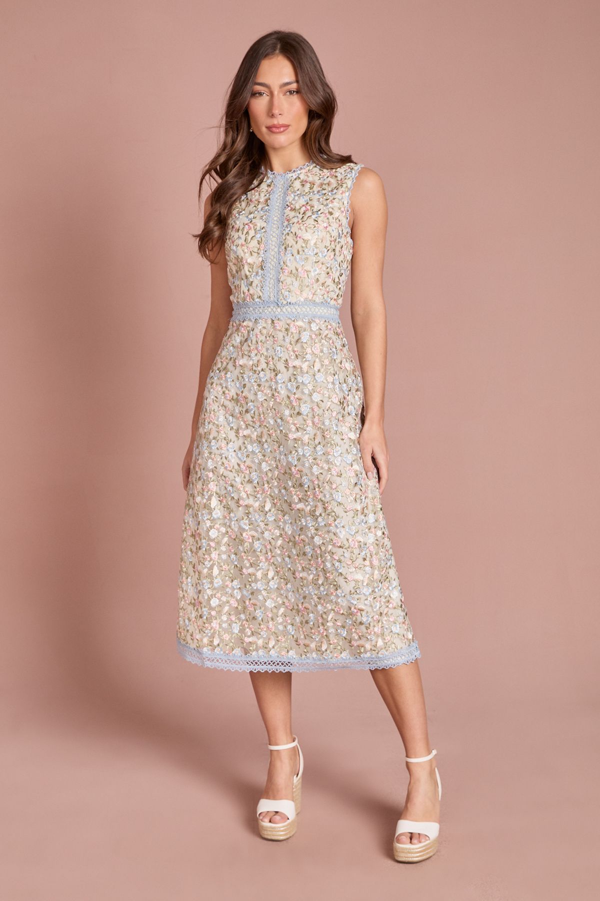 Coast Jacquard Square Neck Pencil Dress Ivory