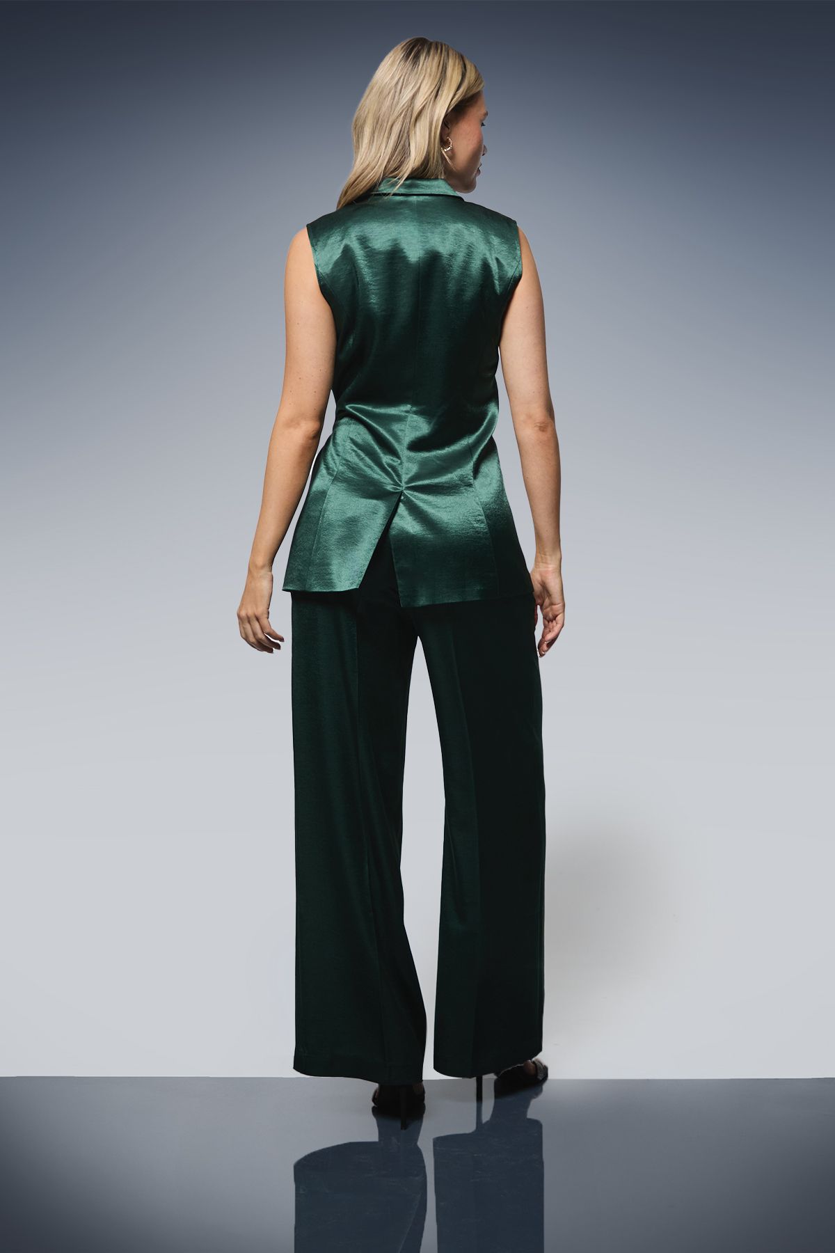 Dorothy Perkins Satin Wide Leg Trousers Forest image 3