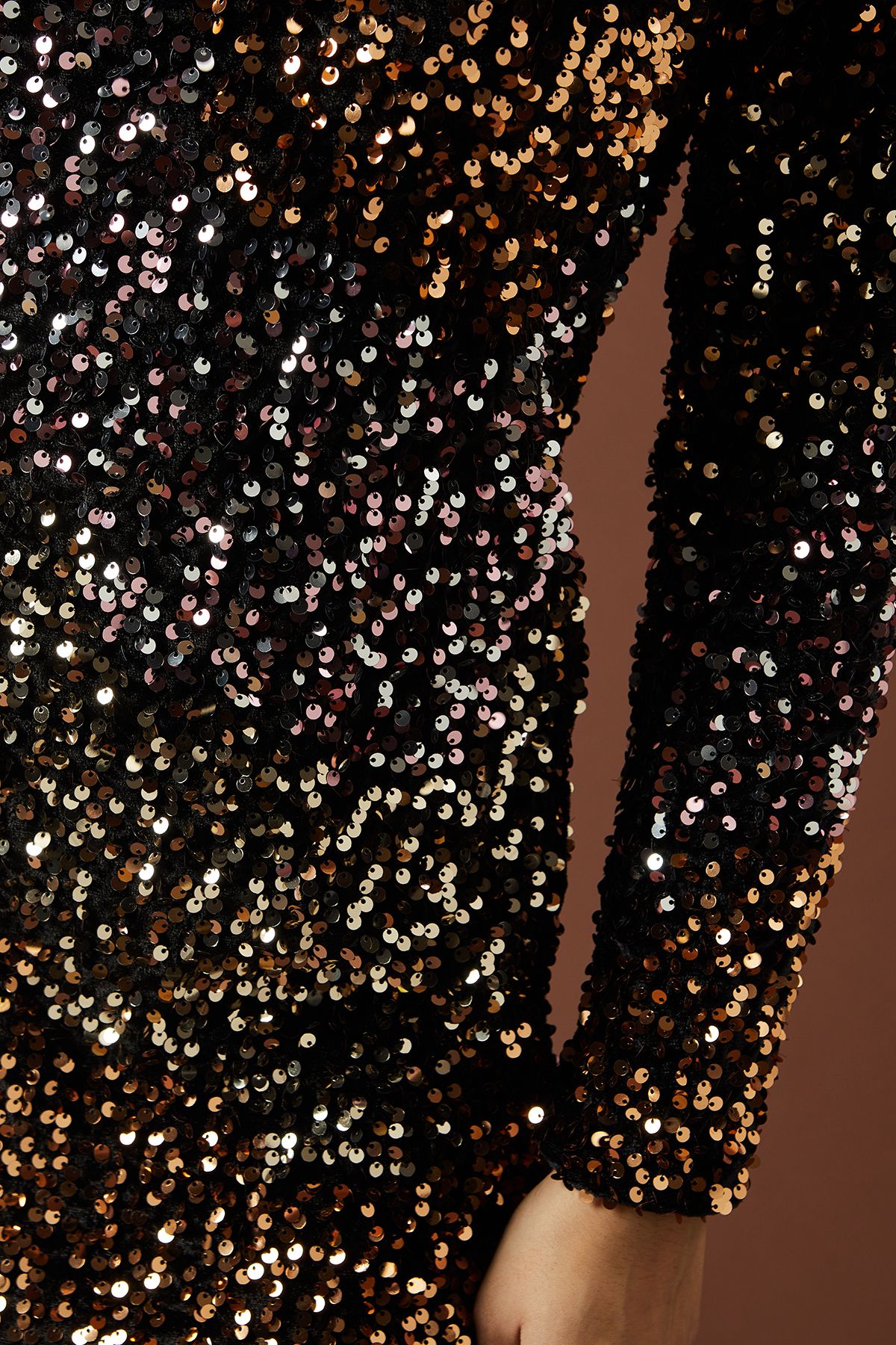 Oasis Petite Ombre Sequin Bow Mini Dress Black image 5