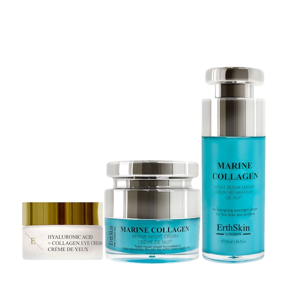 Erth Skin London Marine Collagen Night Set: Cream + Pro Age Eye Cream 20 ml + Serum 60ml