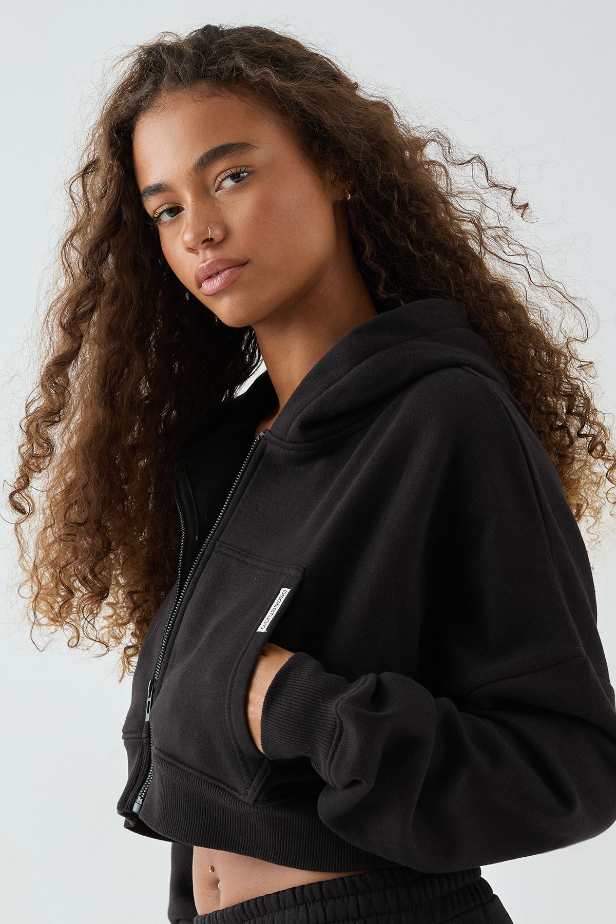 DSGN Studio DSGN Studio Boxy Crop Hoodie Black image 3