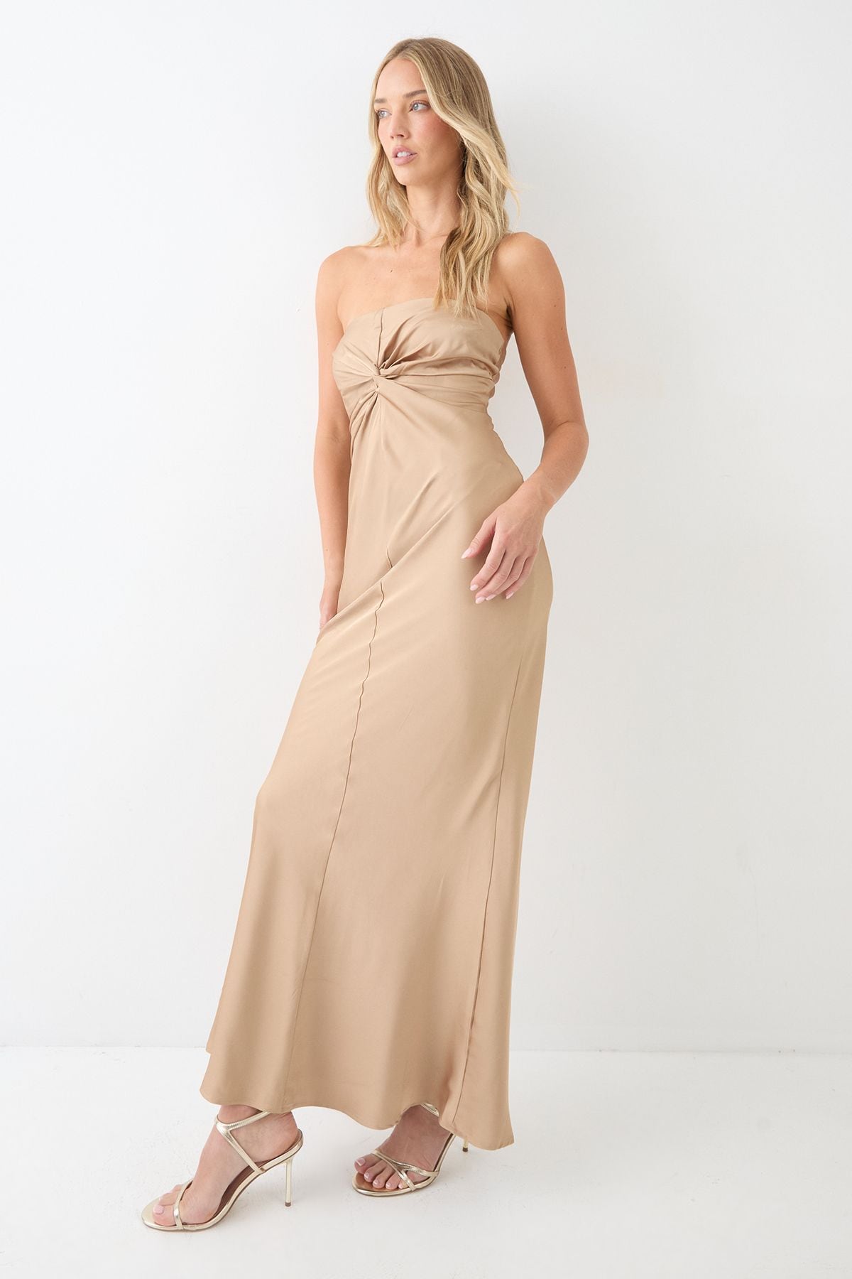 MissPap Knot Detail Detachable Strap Bridesmaid Dress Bronze image 4