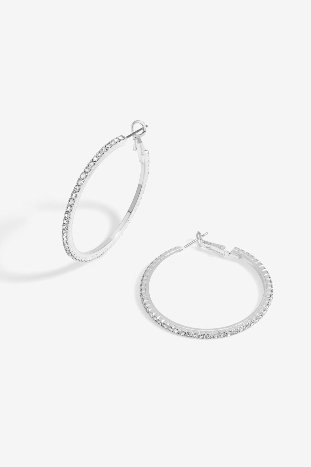 Mood Silver Crystal Cupchain Fine Hoop Earrings