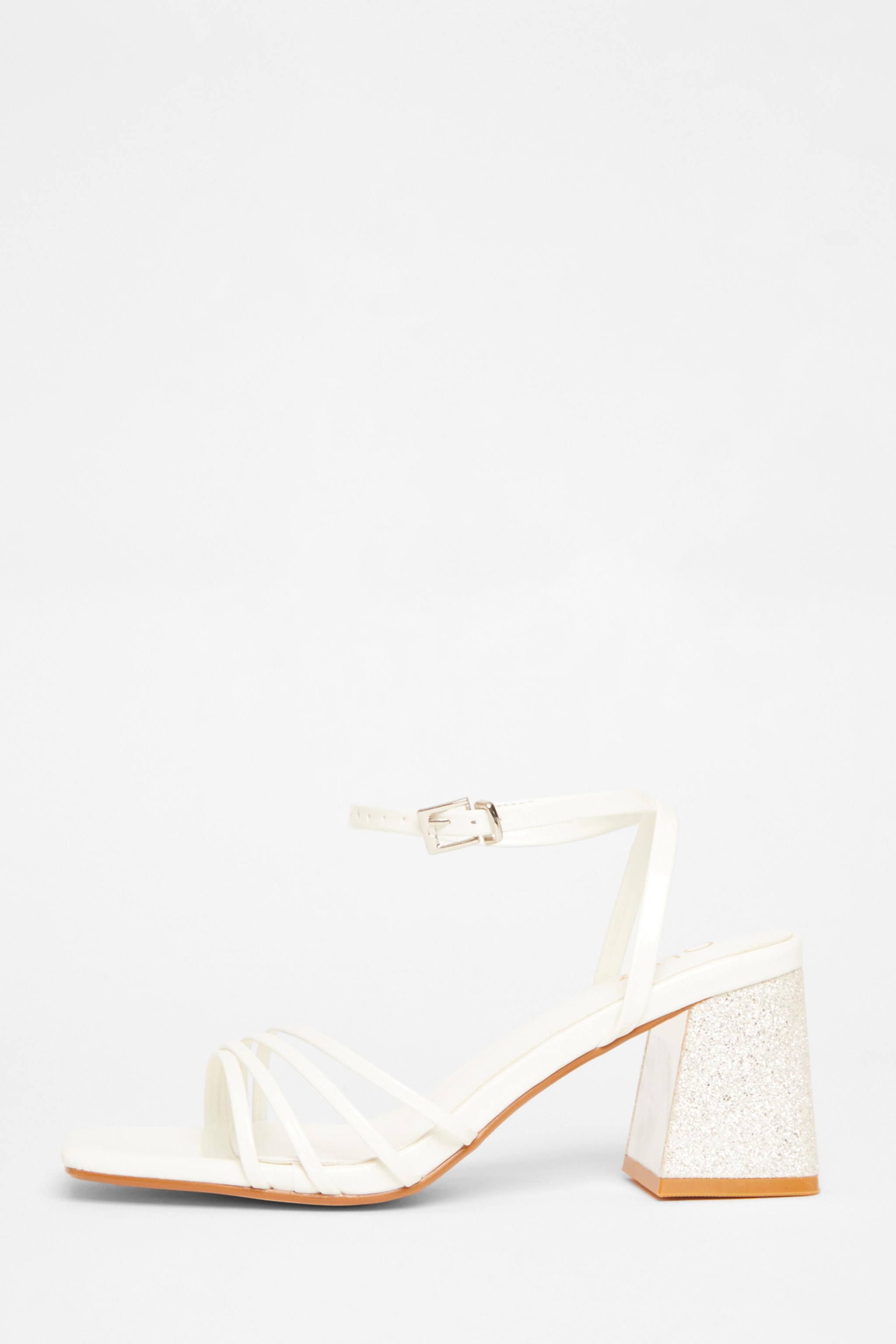 Quiz White Block Heel Sandals image 3
