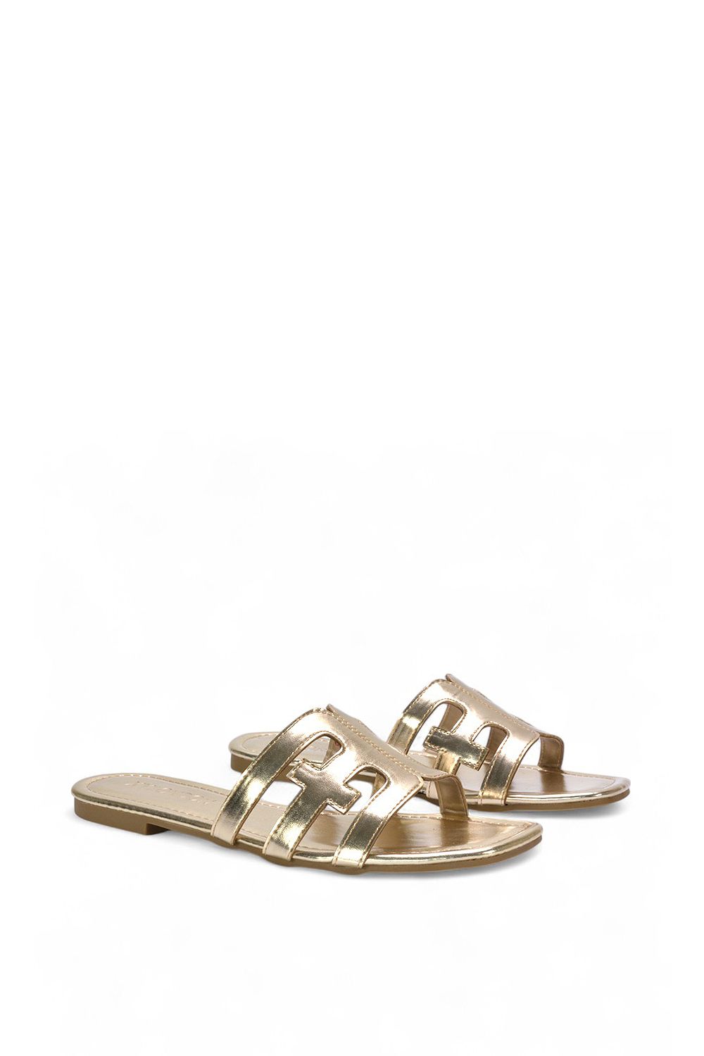 XY London 'Ellie' Square Toe Cut Out Strap Flat Sandal Slides image 3