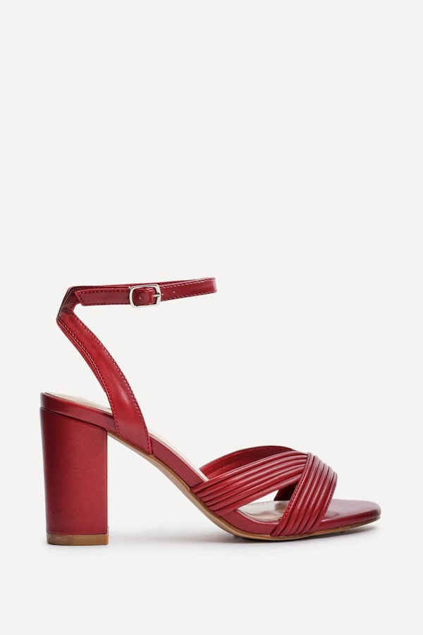 Linzi City Burgundy Faux Leather Block Heel