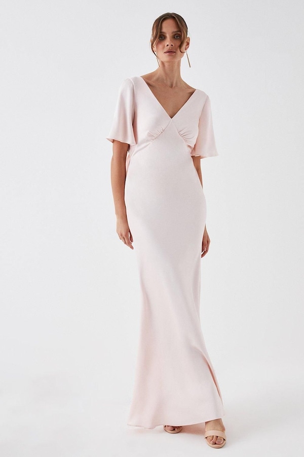 Coast Tie Back Satin Back Crepe Bridesmaid Dress Blush