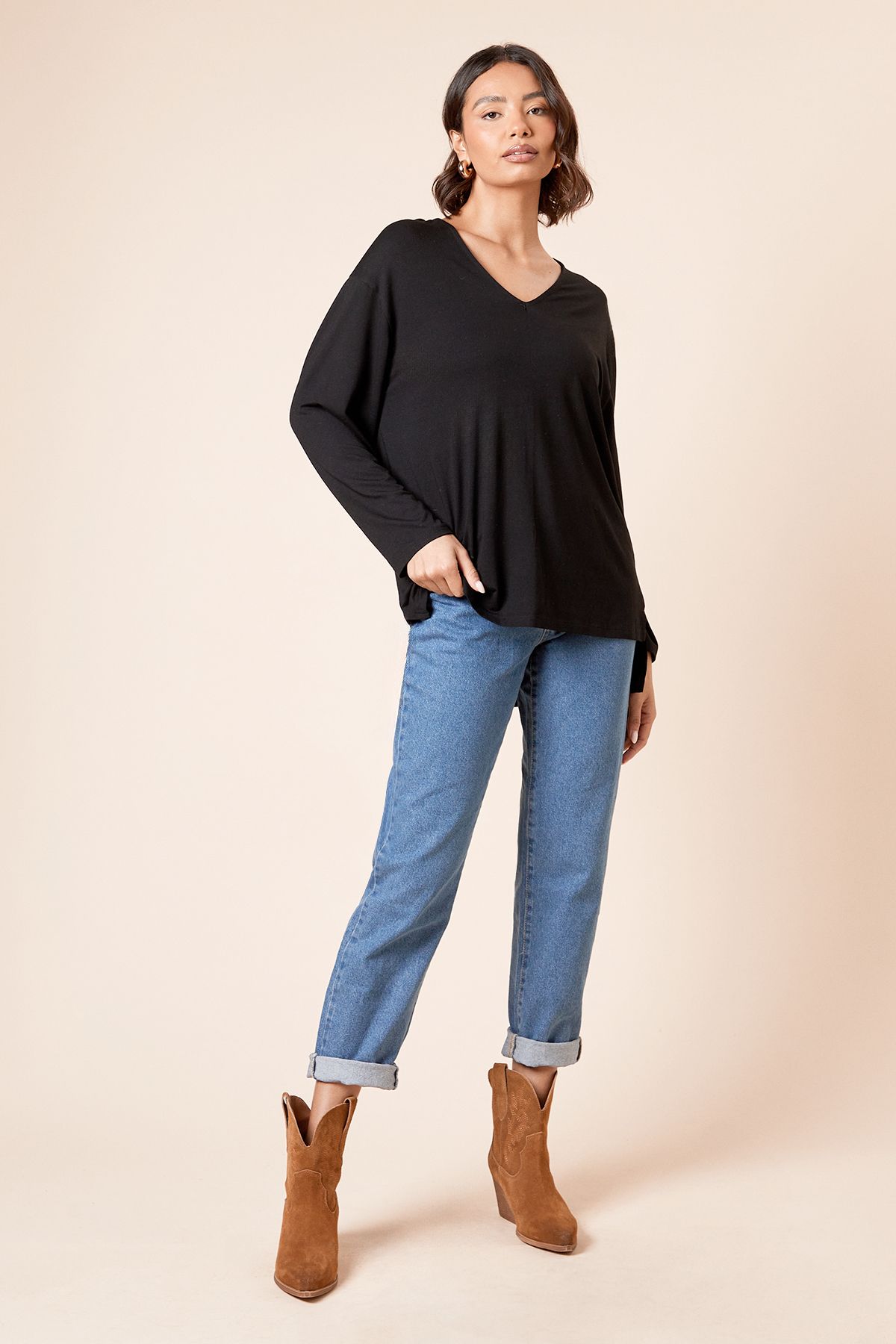 Dorothy Perkins V Neck Tunic Black image 4