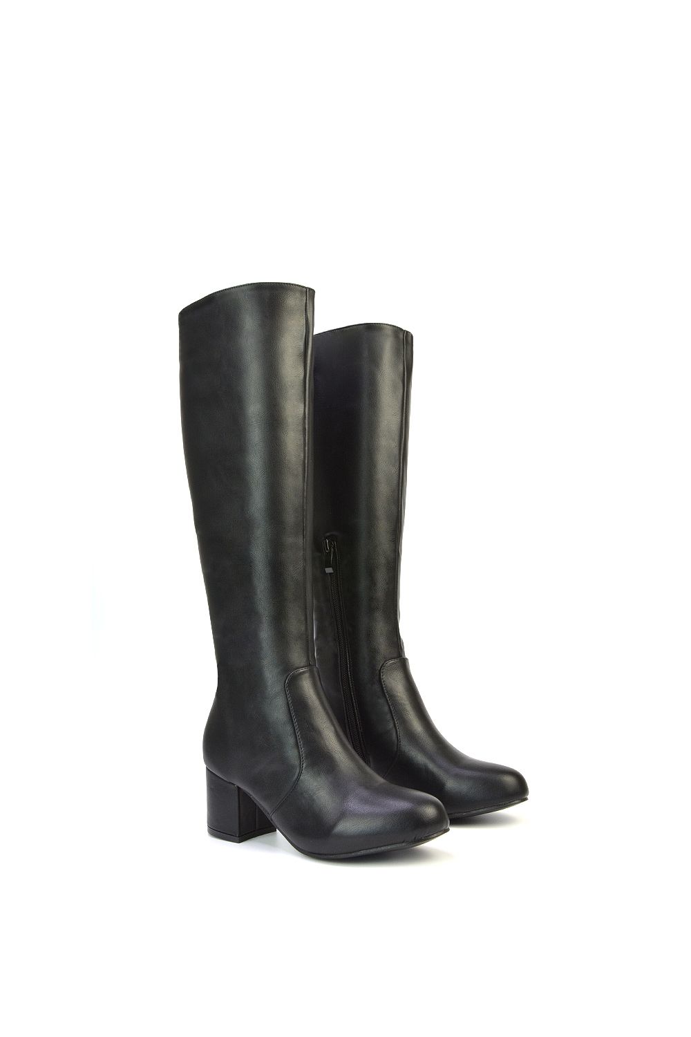 XY London 'Honey' Knee High Boots with Mid Block Heel and Inside Zip image 6