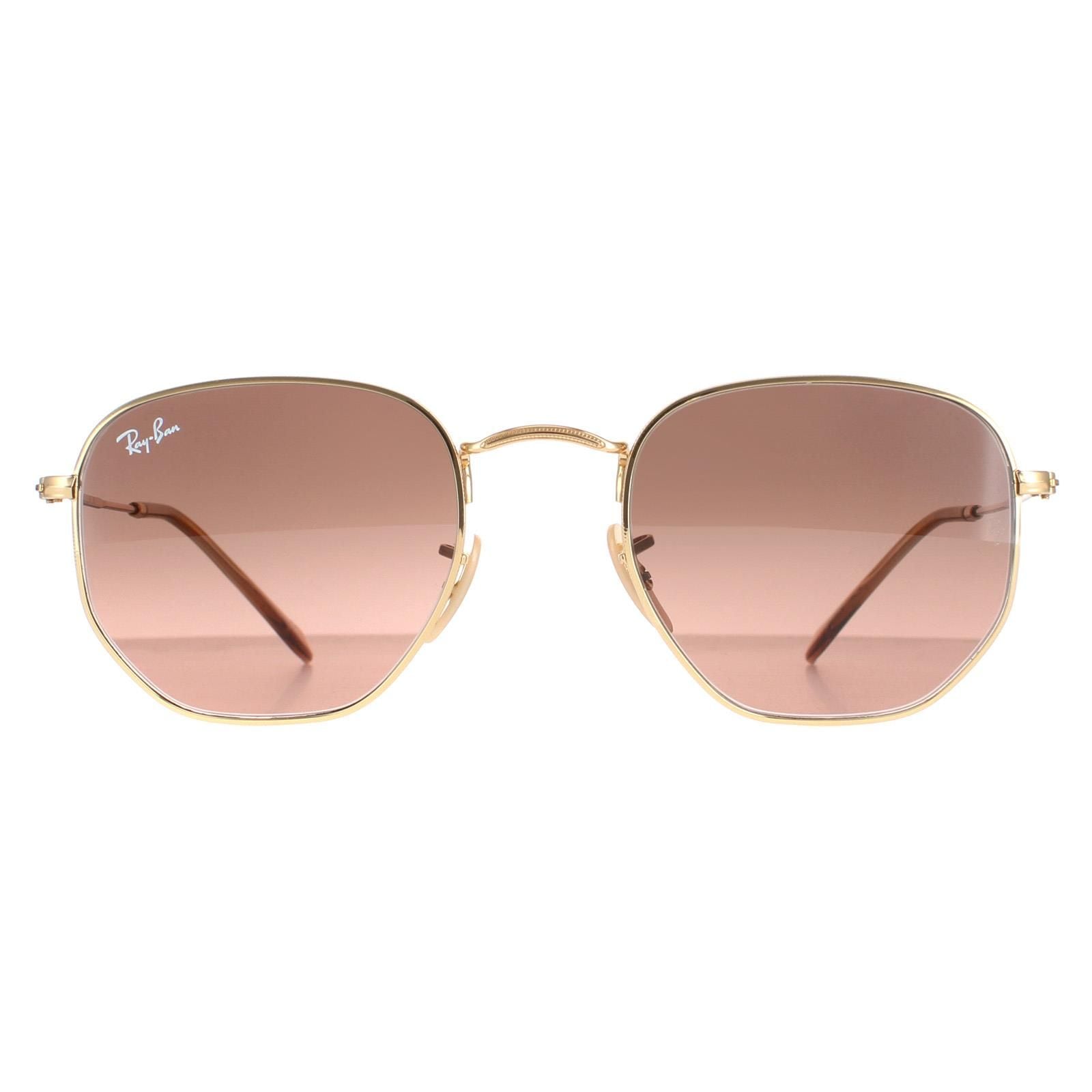 Ray-Ban Square Polished Gold Brown Gradient Hexagonal RB3548N image 1