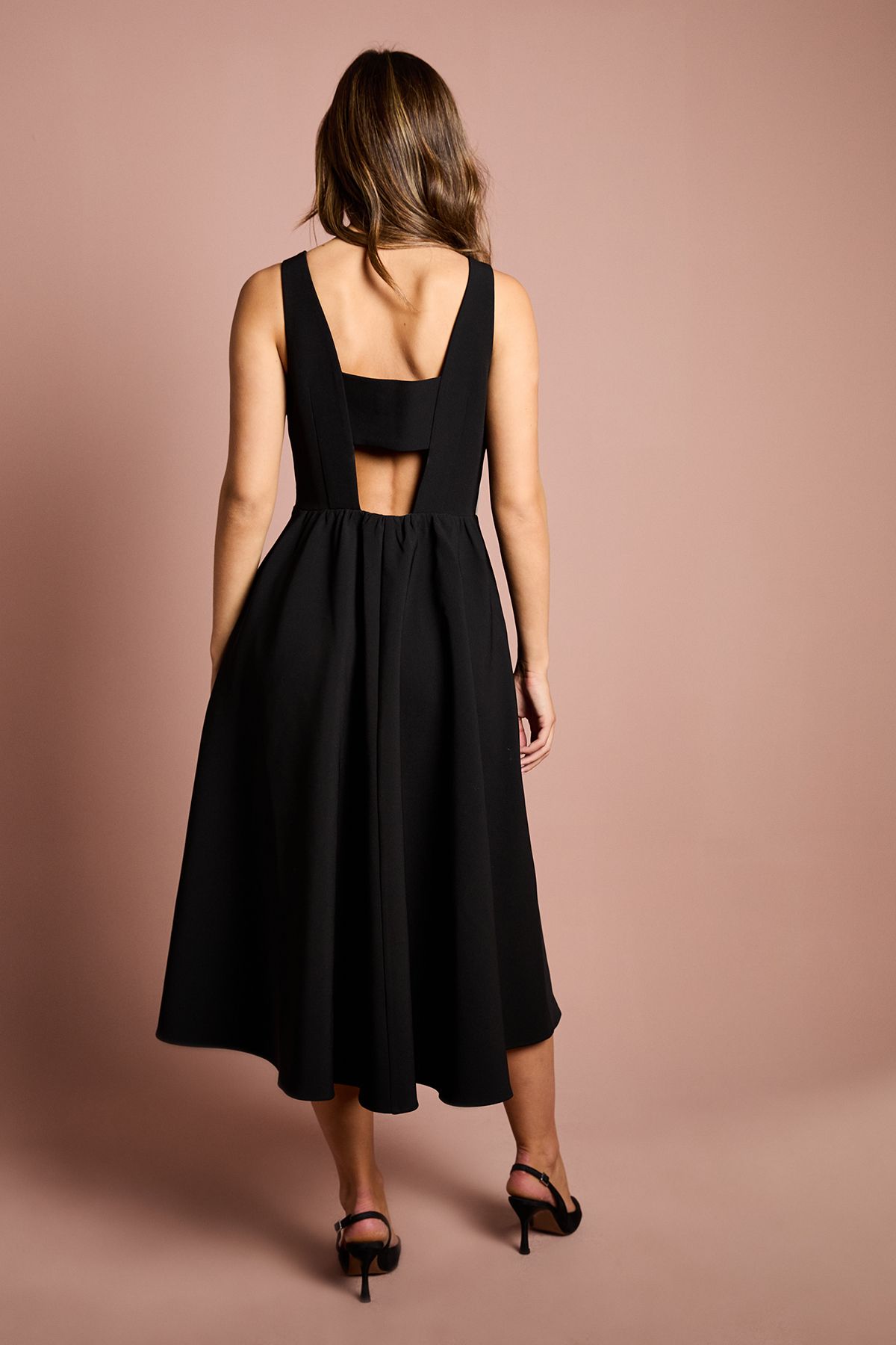 Coast Sleeveless Crepe Midi Dress With Statement Bow Mono image 3