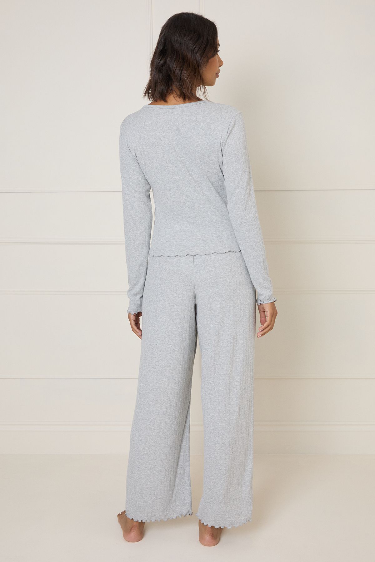 Oasis Pointelle Jersey Pyjama Set Grey image 3
