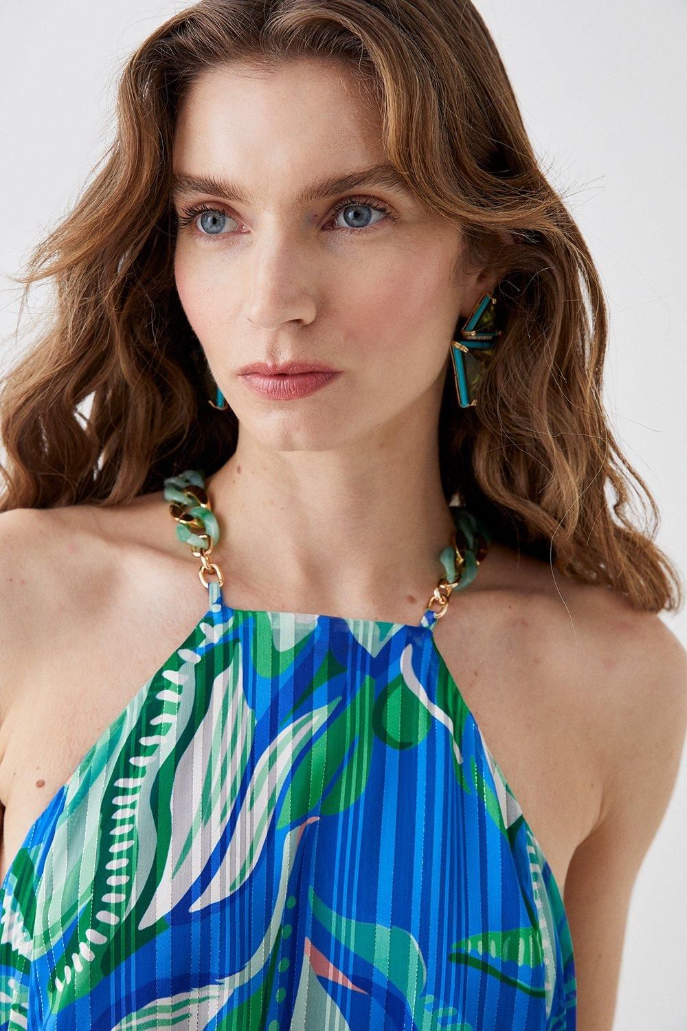 Coast Alexandra Farmer Chain Trapeze Maxi Dress Blue image 3