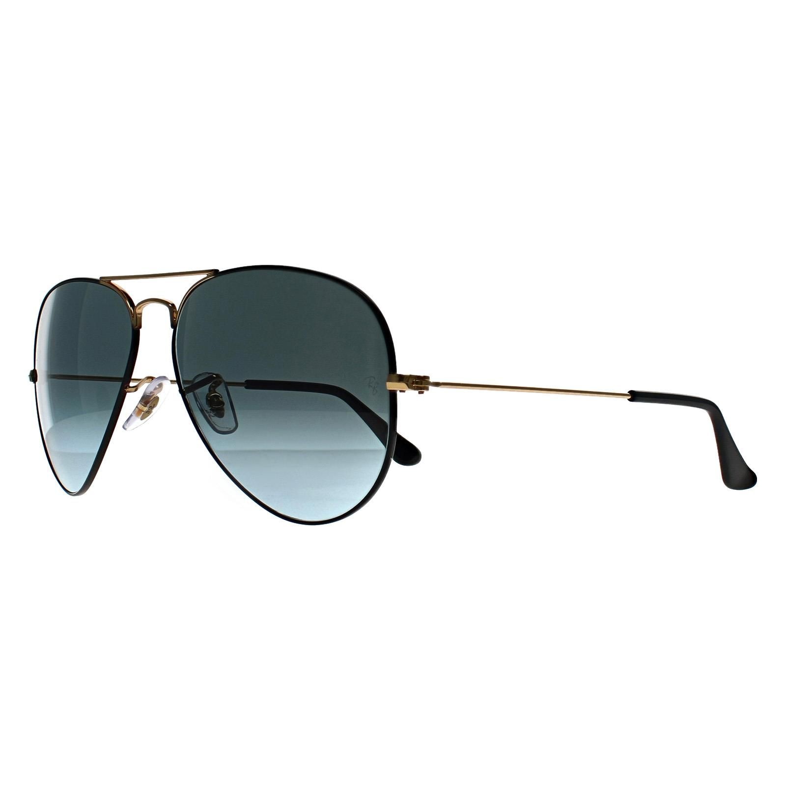 Ray-Ban Aviator Polished Black On Arista Blue Vintage Gradient Black Aviator 3025 image 2