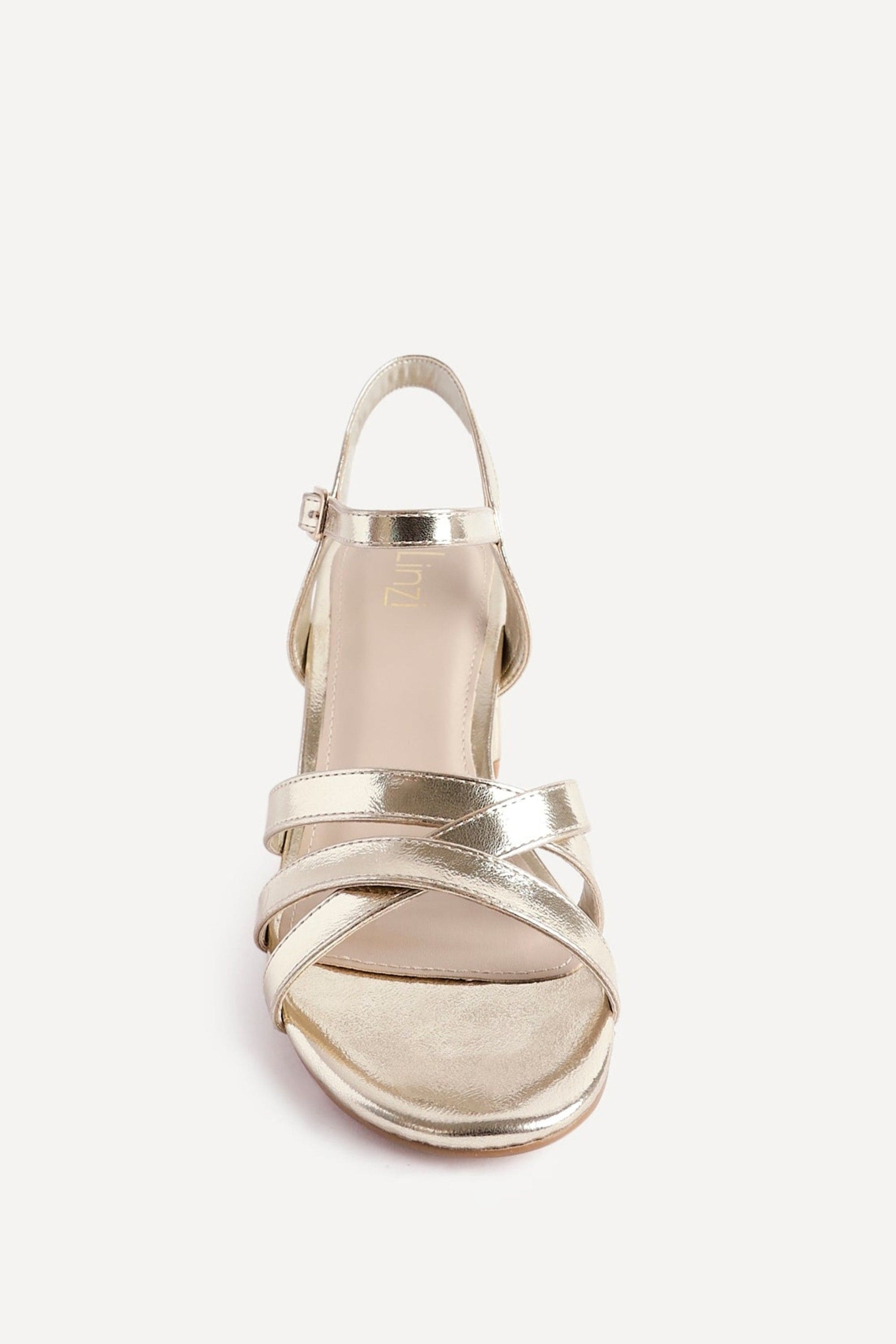 Linzi Flair Gold Faux Leather Heeled Sandals image 3