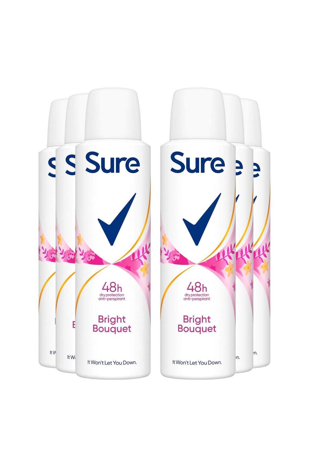 Sure Motion Sense Women 'Antiperspirant Deodorant' Bright Bouquet, 6x150ml image 1