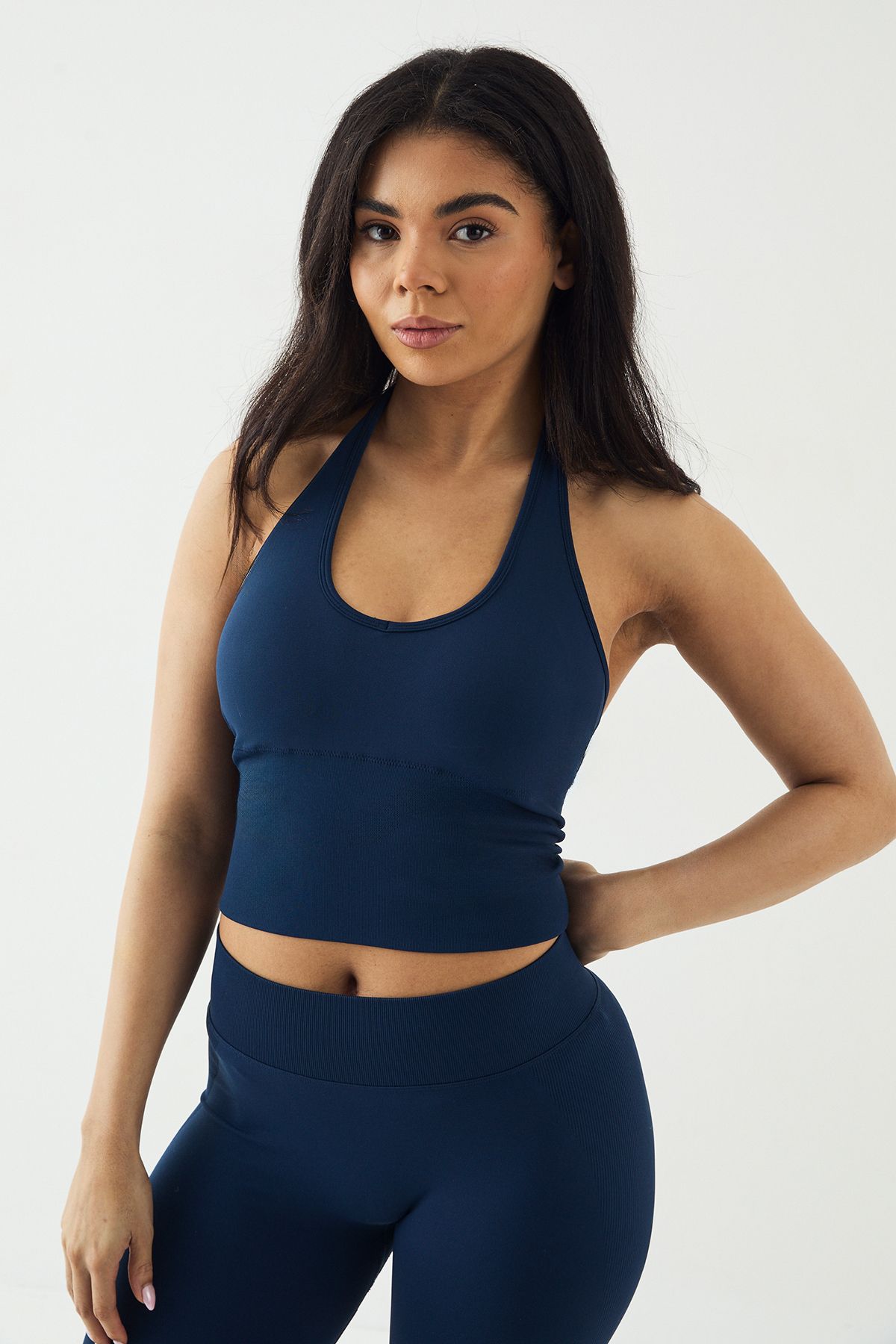 DSGN Studio DSGN Studio Sport Ultra Contour Seamless Padded Halter Top Navy image 1