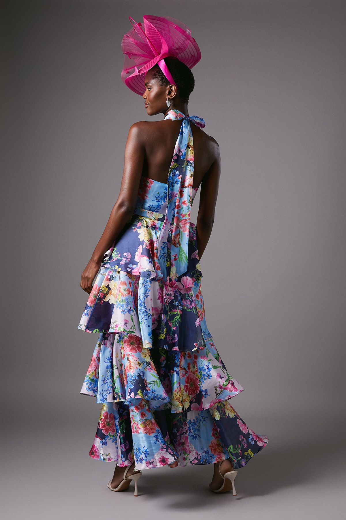 Coast Cross Neck Printed Frill Skirt Maxi Dress Navy image 4