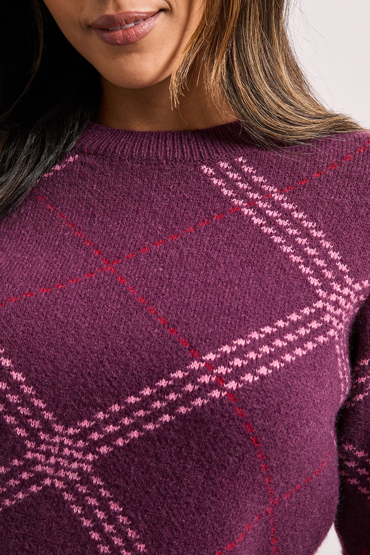 Dorothy Perkins Berry Argyle Jumper Berry image 5