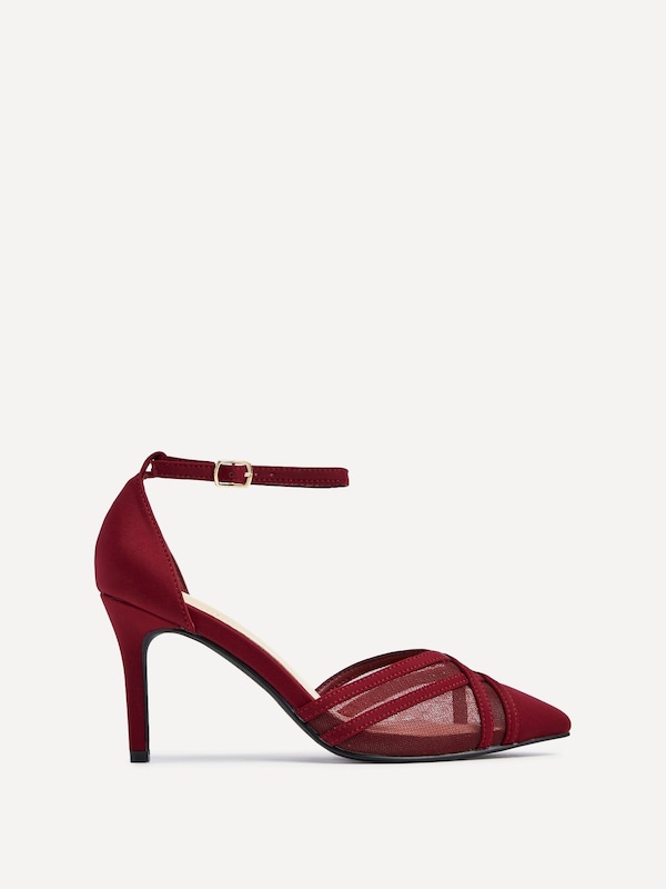 Linzi Siobhan Burgundy Mesh Closed Back Court Heel